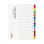 Munhwa File A193-7 Premium A4 12-Tab Art Paper Index Dividers with Writable Color Tabs for Monthly Document Organization